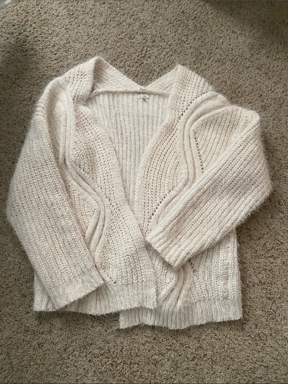 EN CRÈME- Cozy Open-Front Cream Cable Knit Women's Sweater